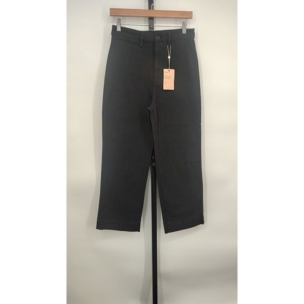 Quince Womens Organic Stretch Cotton Twill Straight Leg Cropped Black 28